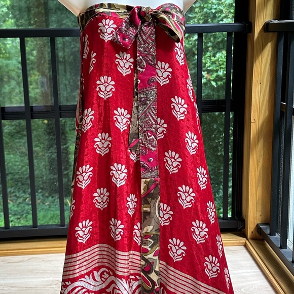 Reversible & Convertible Wrap Skirt Flowy Dress Packable Garden Girl ~ One Size - Picture 8 of 13